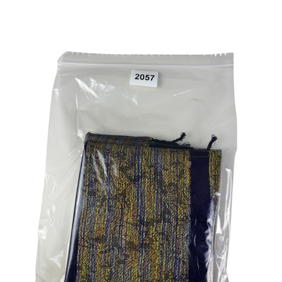 100% Pashmina Woven Scarf 70x27 Navy Multicolor Fringe - Picture 7 of 7